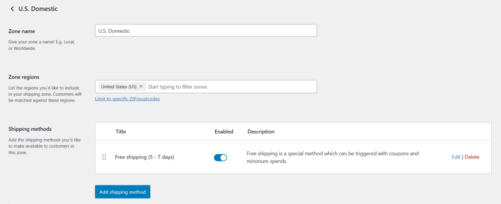 WooCommerce shipping - free shipping 3