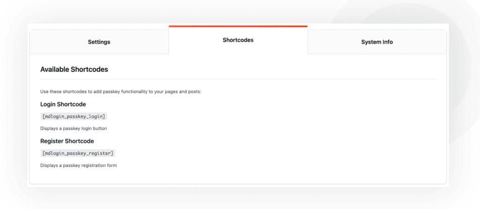 Add Passkey Button Using Shortcodes