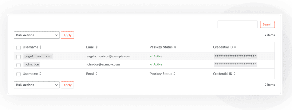 Manage Users Passkeys