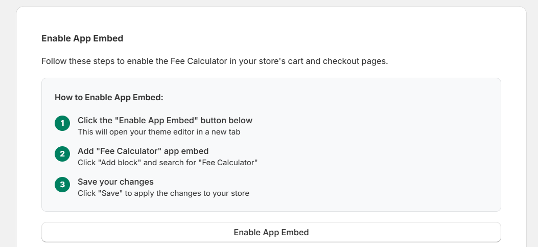 Embed fee in cart and checkout
