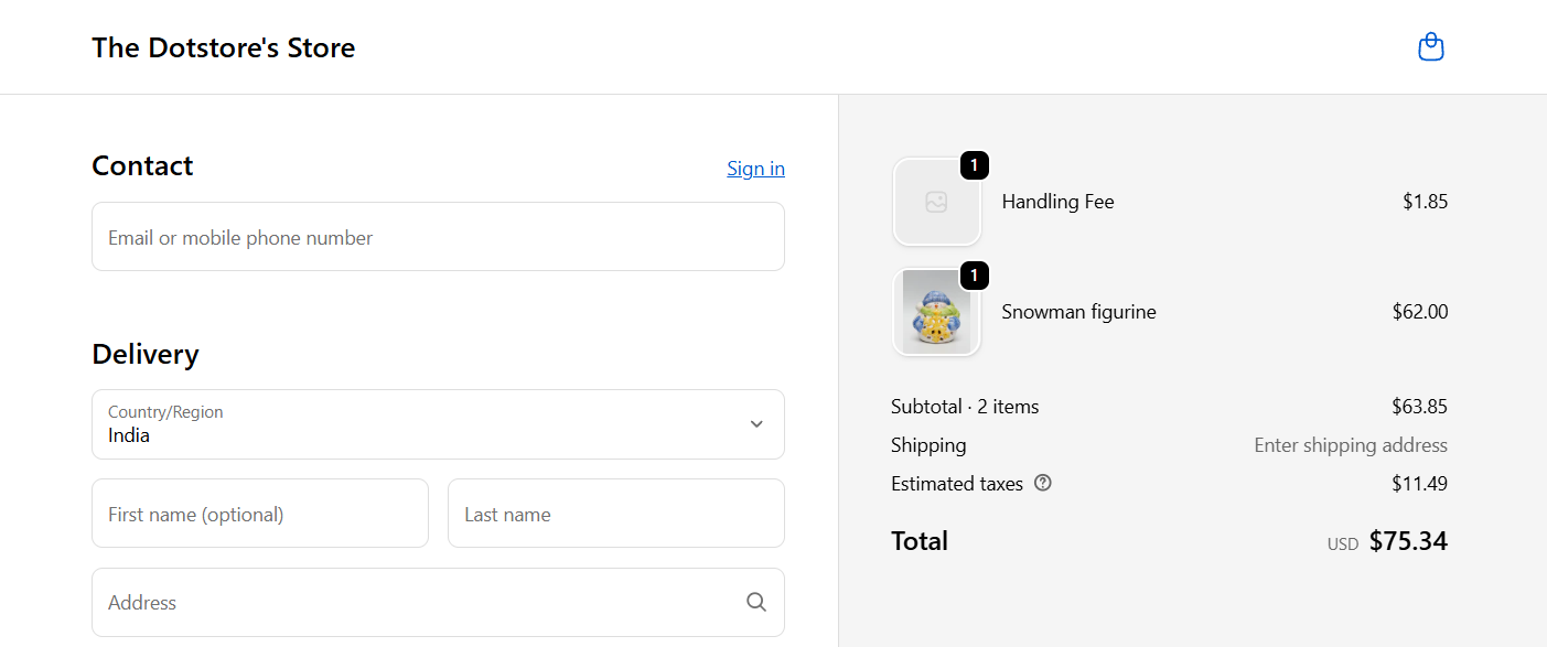 How to add a handling fee in Shopify front end image 2