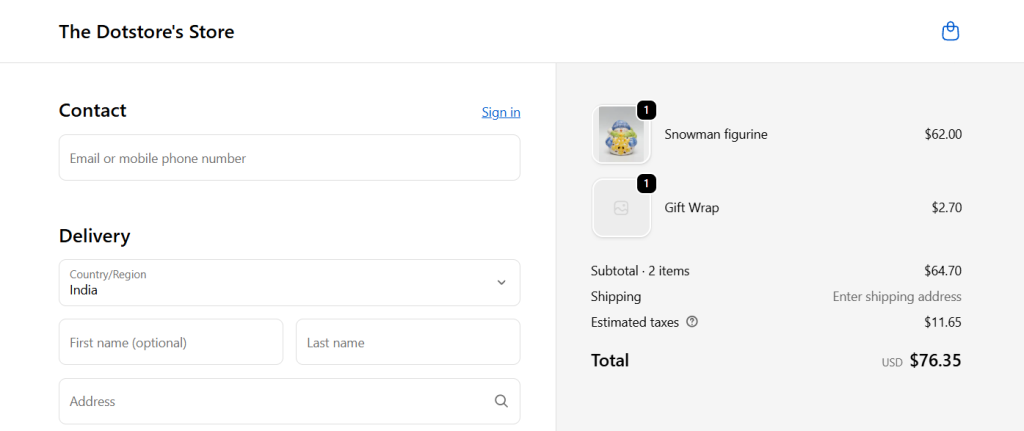 Shopify custom fee - Checkout page