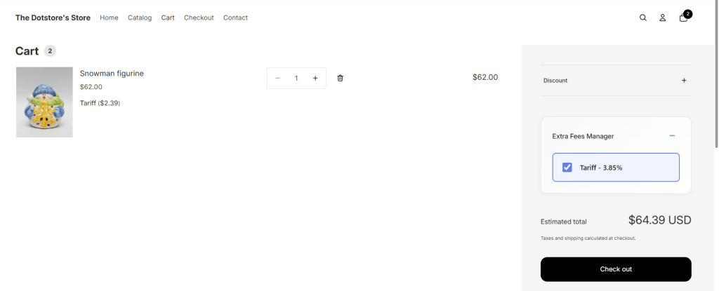 Shopify surcharge - cart page