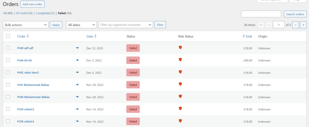 WooCommerce Fraud Prevention plugin - WooCommerce spam order failed