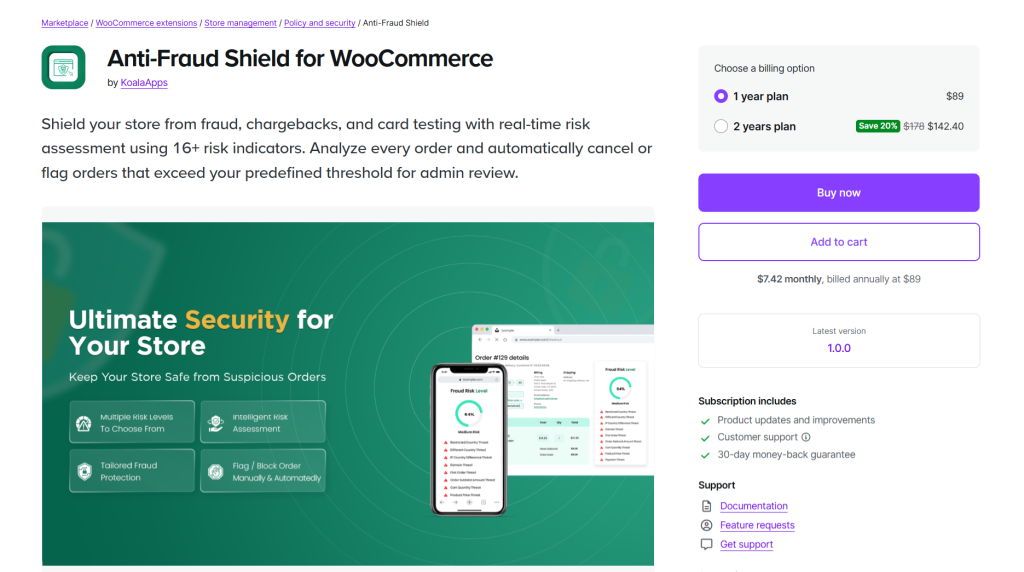 WooCommerce anti fraud plugins -Anti-Fraud-Shield Koala apps