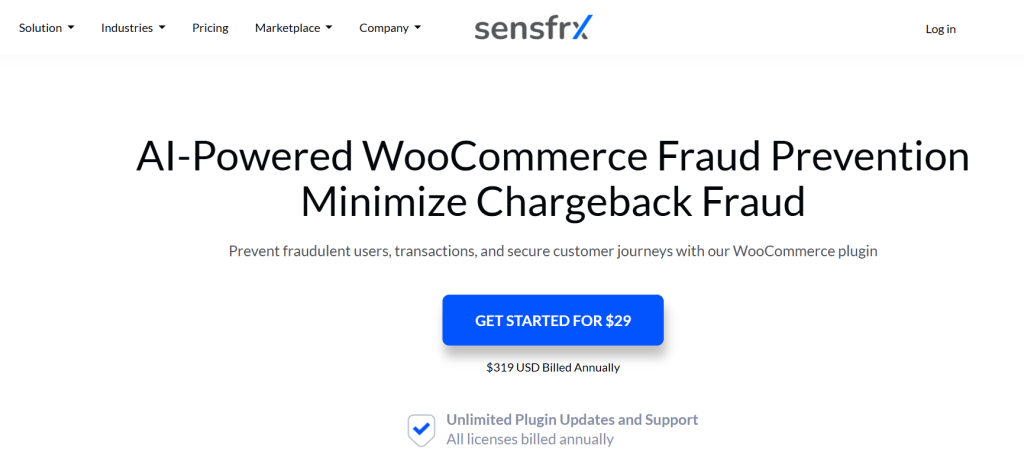 WooCommerce anti fraud plugins -Sensfrx