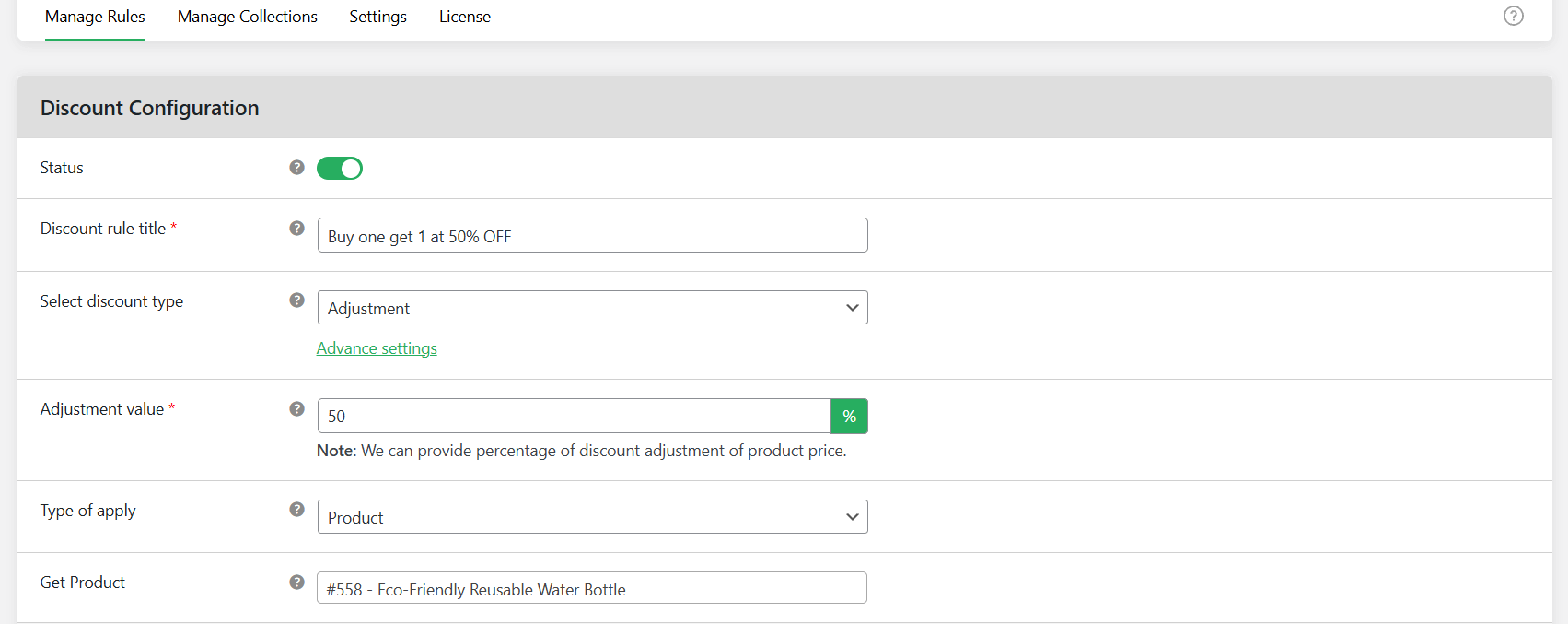 WooCommerce buy X get Y - B1G50 off 1