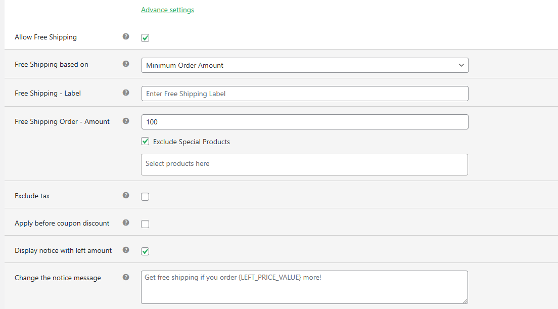 WooCommerce free shipping over amount - 5