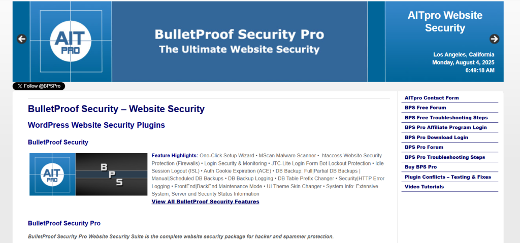 WooCommerce security plugins - BulletProof-Security