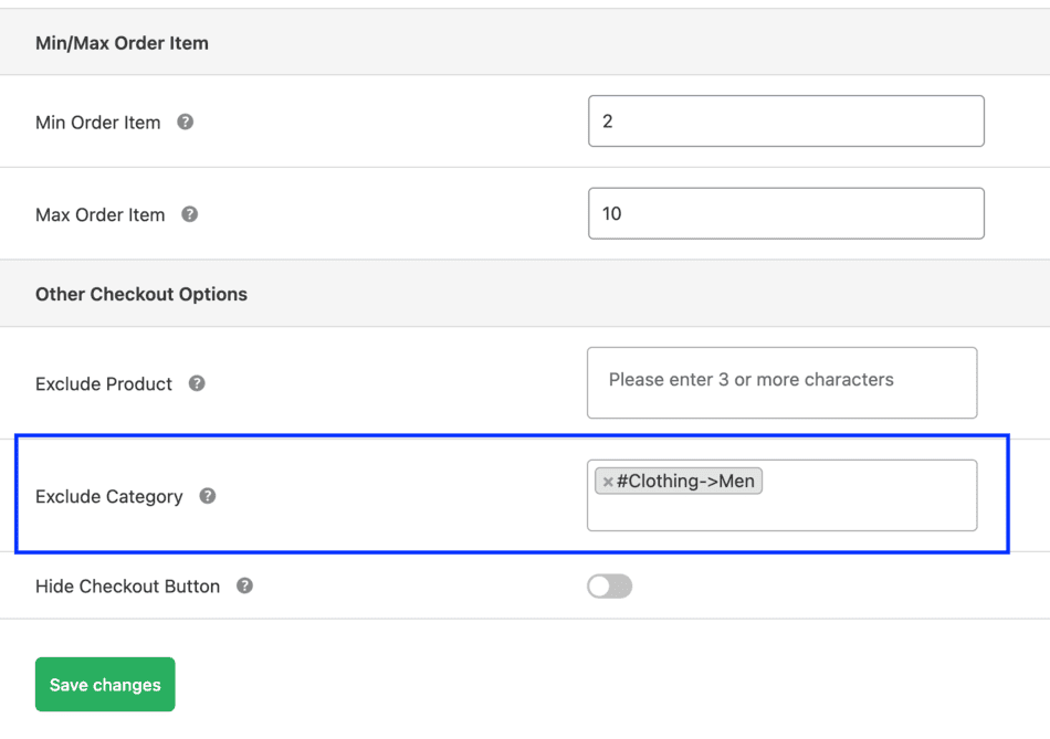 Exclude specific product categories from WooCommerce checkout restrictions