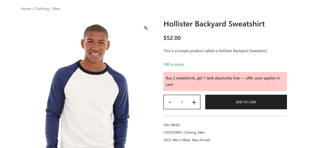 buy 2 get 1 free WooCommerce - product detail page B2G1 2