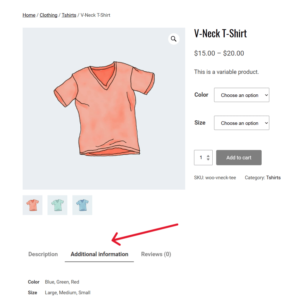 WooCommerce additional information - default feature