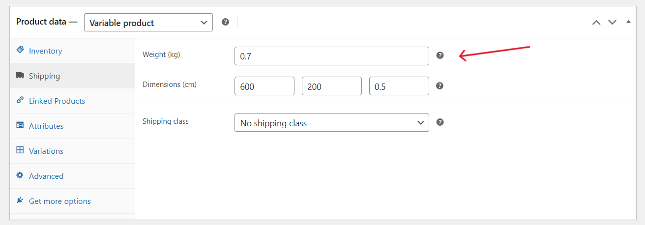 WooCommerce additional information - shipping tab
