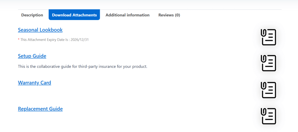 WooCommerce product attachments plugin - attachment tab 1