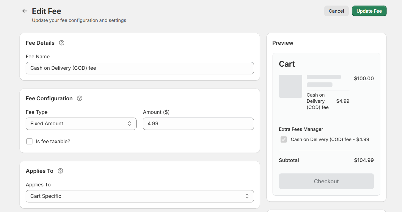 Shopify cash on delivery transaction fee - 1