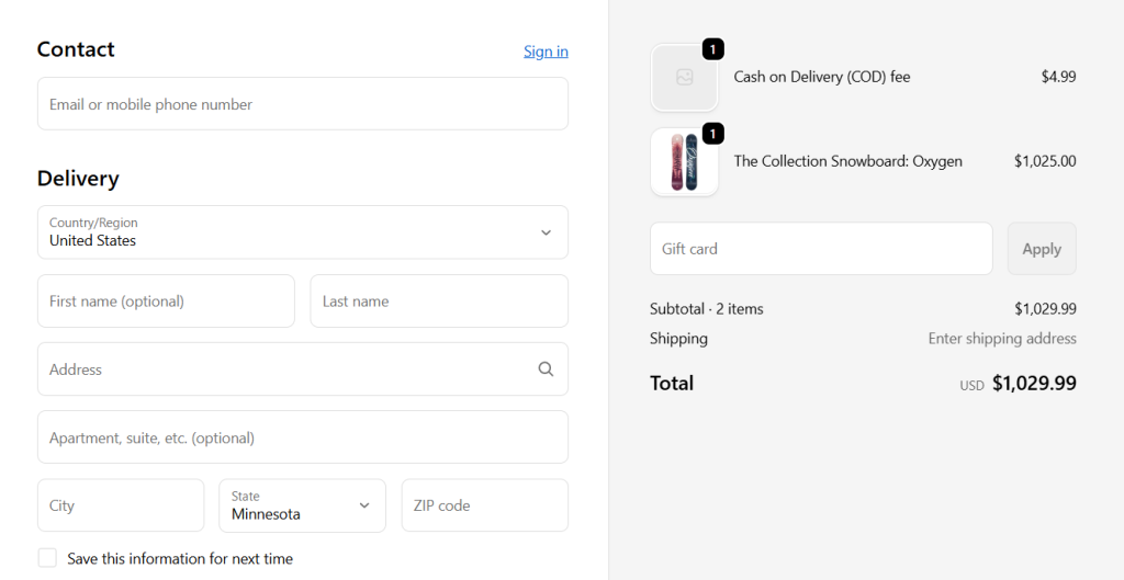 Shopify transaction fee cash on delivery - 1