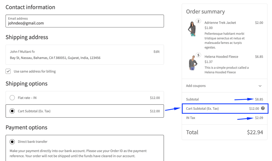 Flat rate shipping based on the cart subtotal (excluding tax)