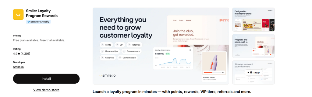 Best Shopify app to increase sales via loyalty programs – Smile Loyalty Program Rewards