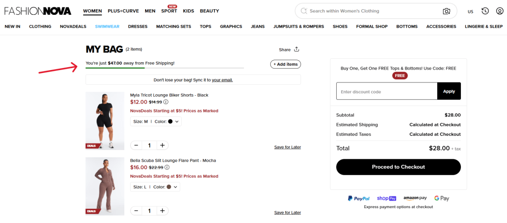 increase aov Shopify with a free shipping threshold