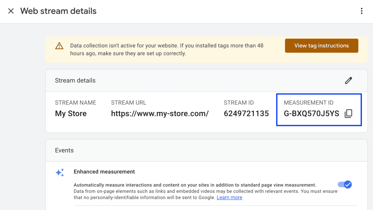 Google Analytics - Measurement ID