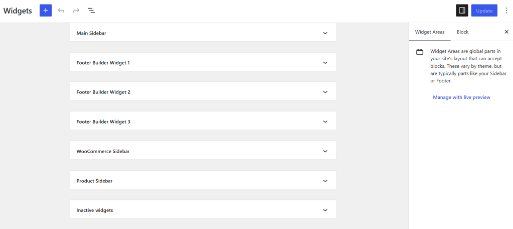Customize widgets and sidebars