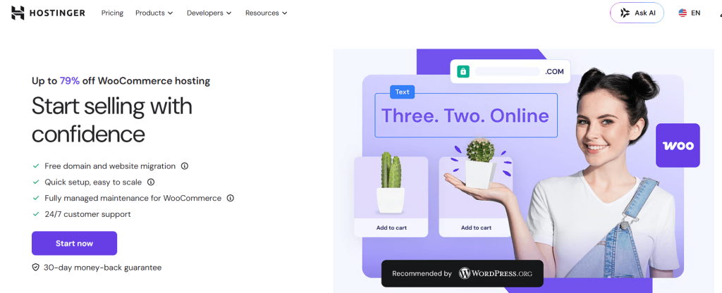 Hostinger WooCommerce hosting