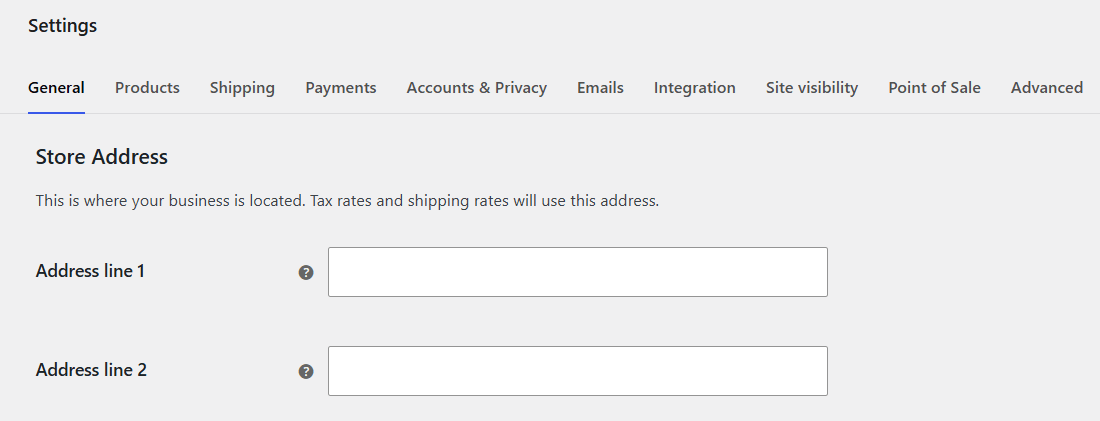 WooCommerce general settings - 1