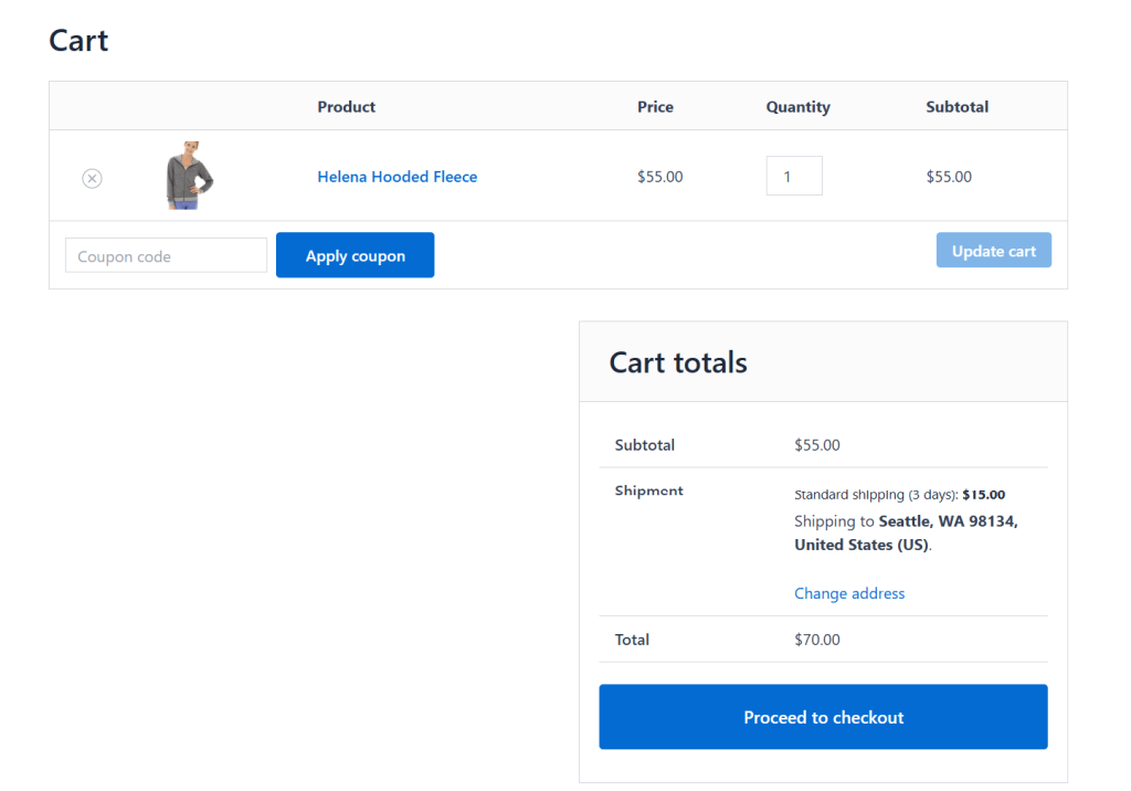 WooCommerce shipping method based on product category - front end view 1
