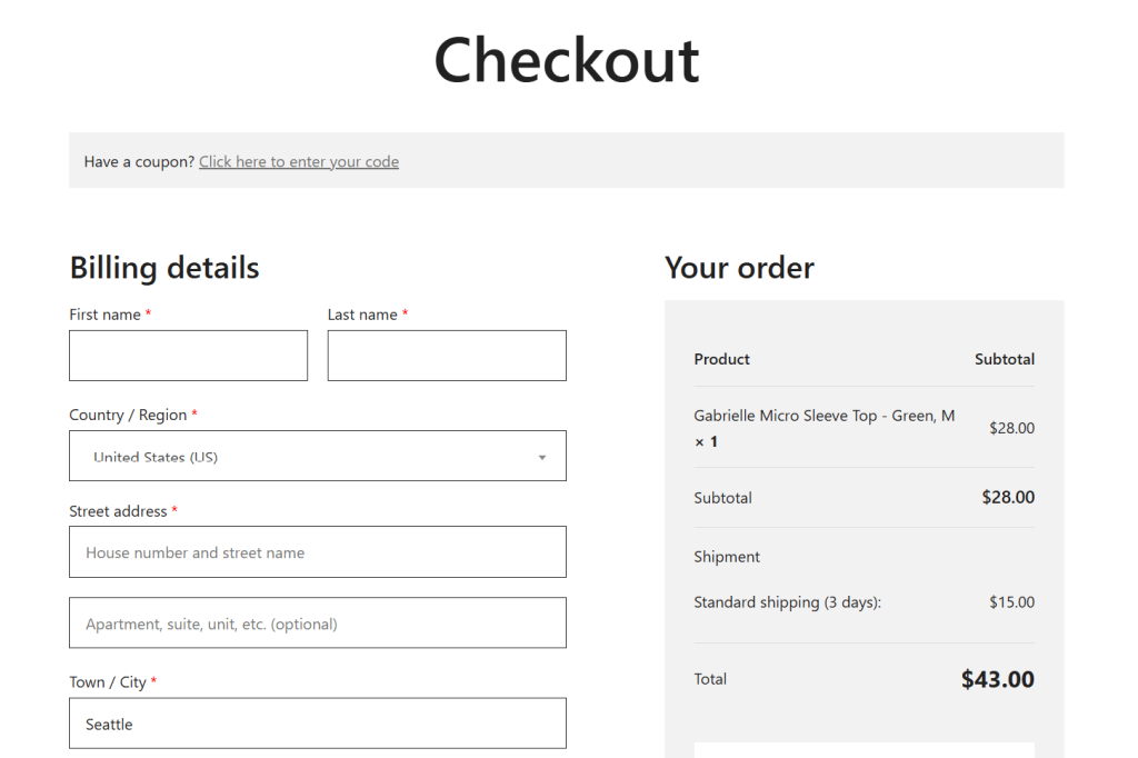 WooCommerce shipping method based on product category - front end view 4