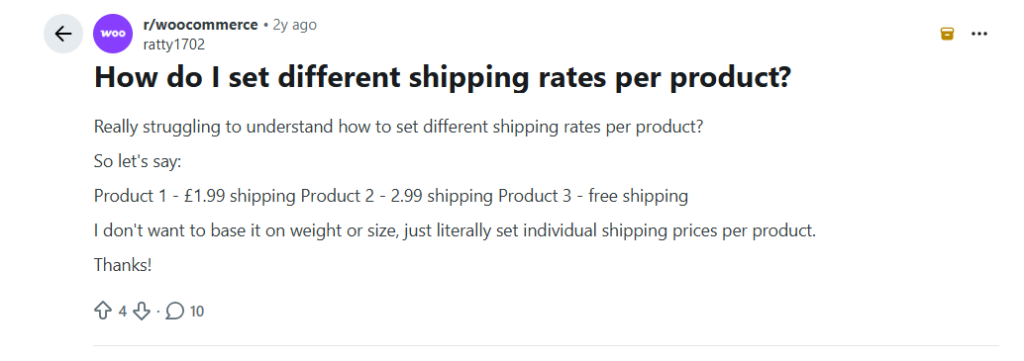 shipping cost per product woocommerce - reddit