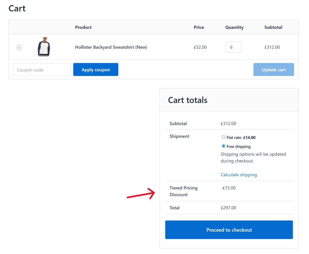 Dotstore WooCommerce tiered pricing table - cart page