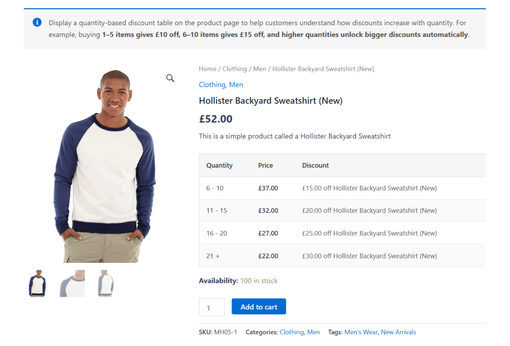 Dotstore WooCommerce tiered pricing table - single product page