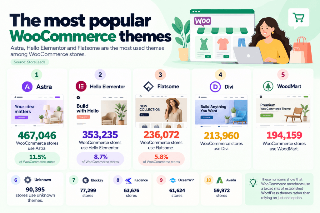 WooCommerce stats - most popular themes