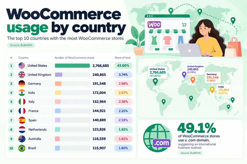 WooCommerce stats - usage by country