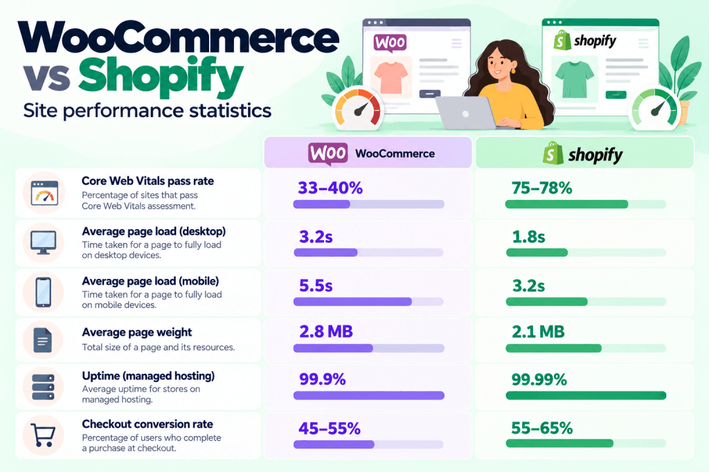 WooCommerce vs Shopify statistics - site performance