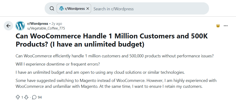 Can WooCommerce Handle 1 Million Customers and 500K Products I have an unlimited budget r Wordpress