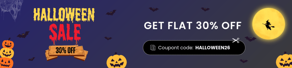 Landing page price box Halloween offers banner