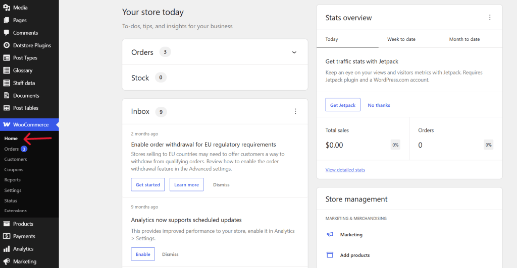WooCommerce admin dashboard - 7