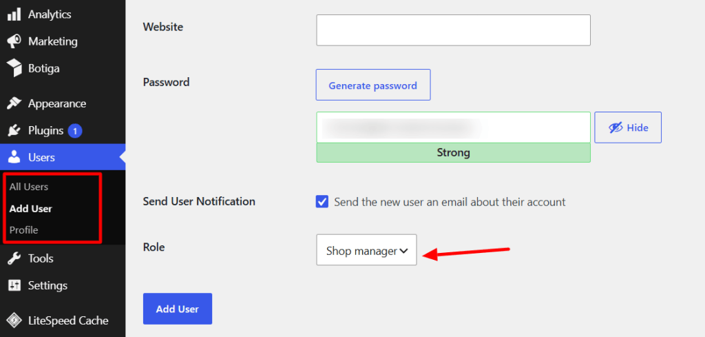 WooCommerce admin user role permissions