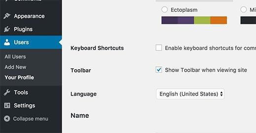 11 Amazing New Features in WordPress 4.7 4 4.Switch Languages from User Profile