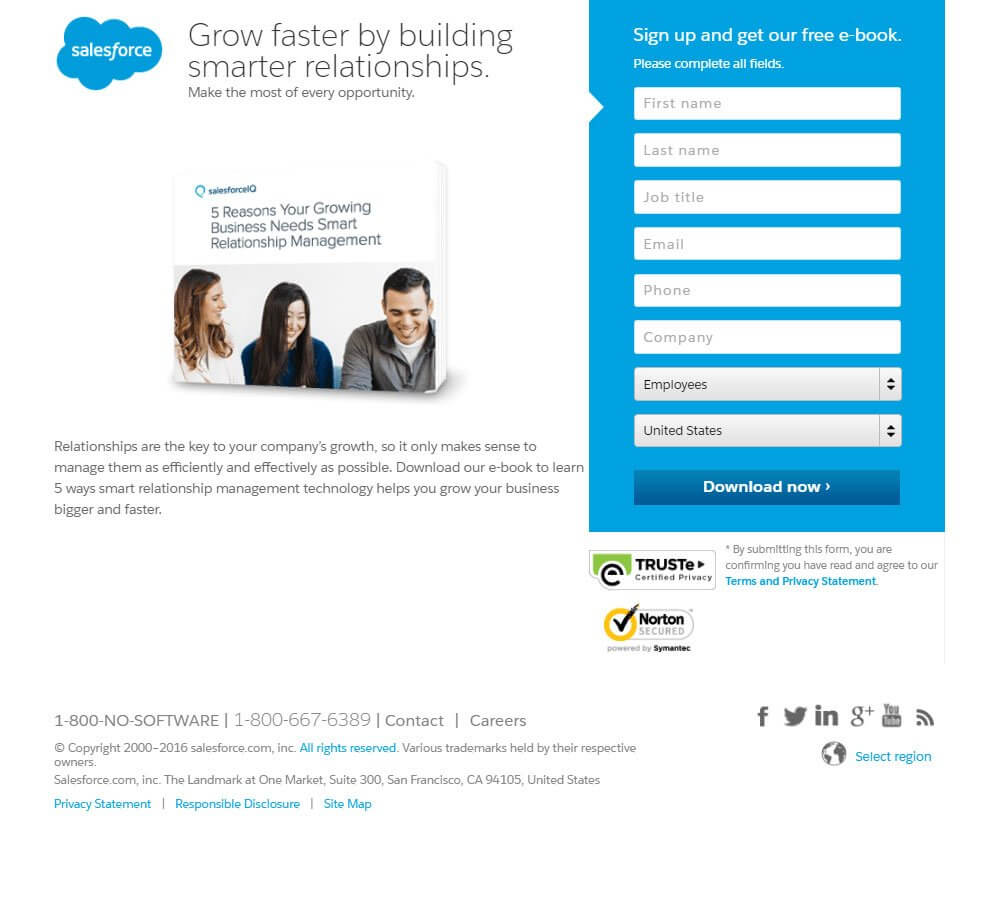 Top 18 Marketing Landing pages for Popular Companies – Know what helps them ‘Sell’ 13 Salesforce