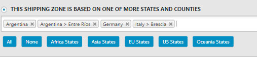 Shipping zone as countries