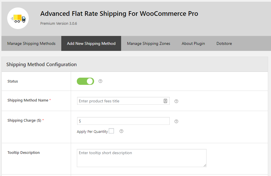 Shipping method configuration