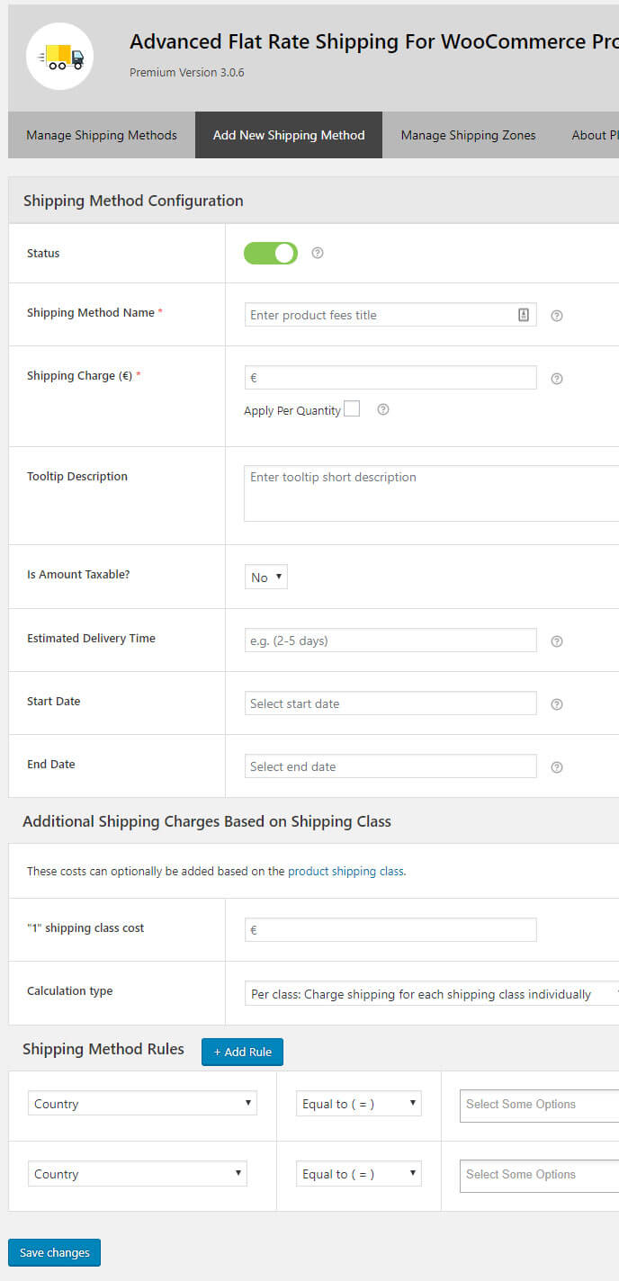 New shipping method rule configuration