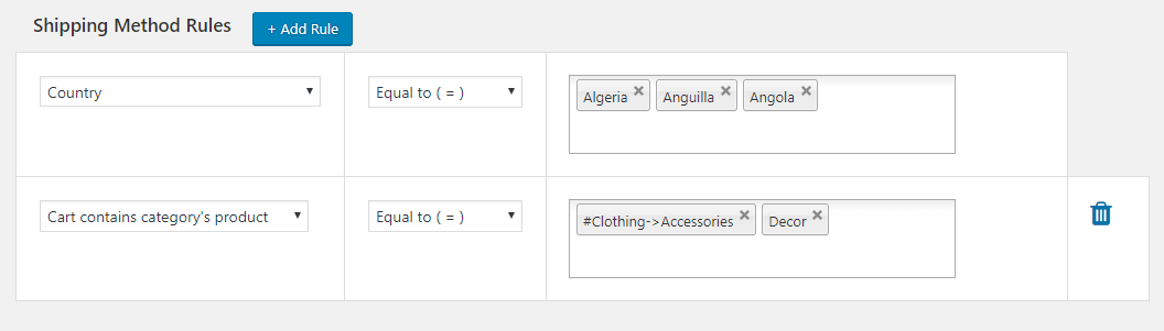 Country & product specific rule