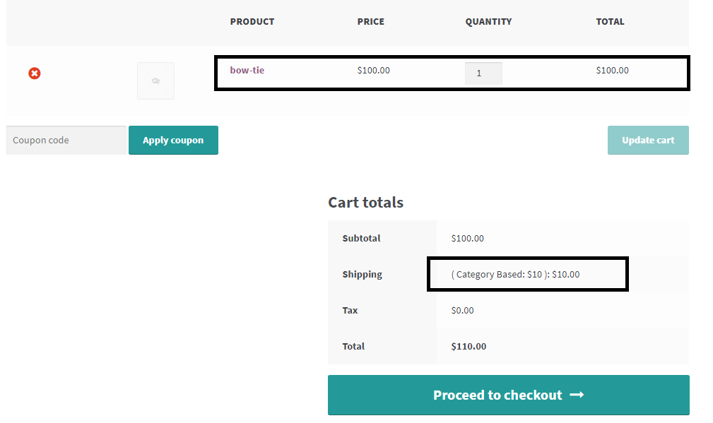 Shipping method cart page view