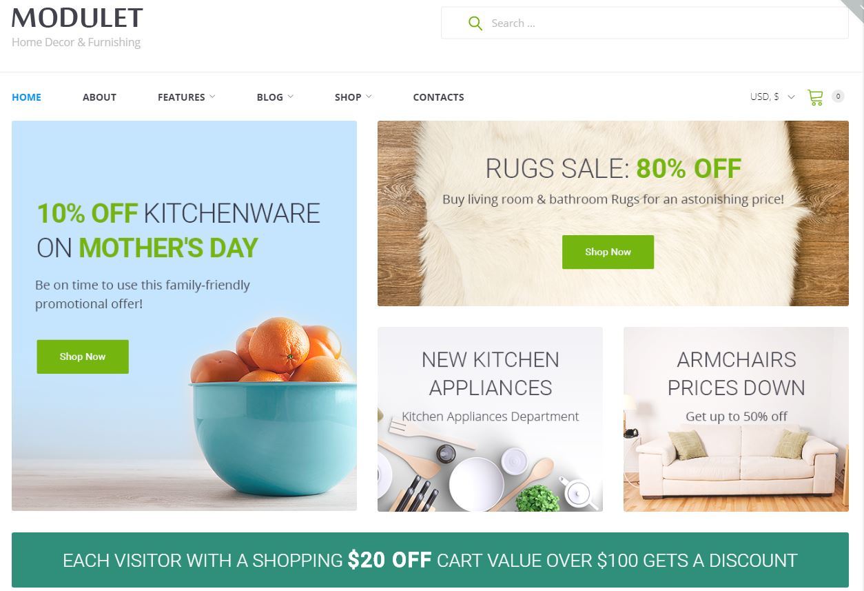 25 Latest Furniture WordPress Themes for Manufacturers, Stores and Interior Designers in 2018 19 Modulete theme 1 1