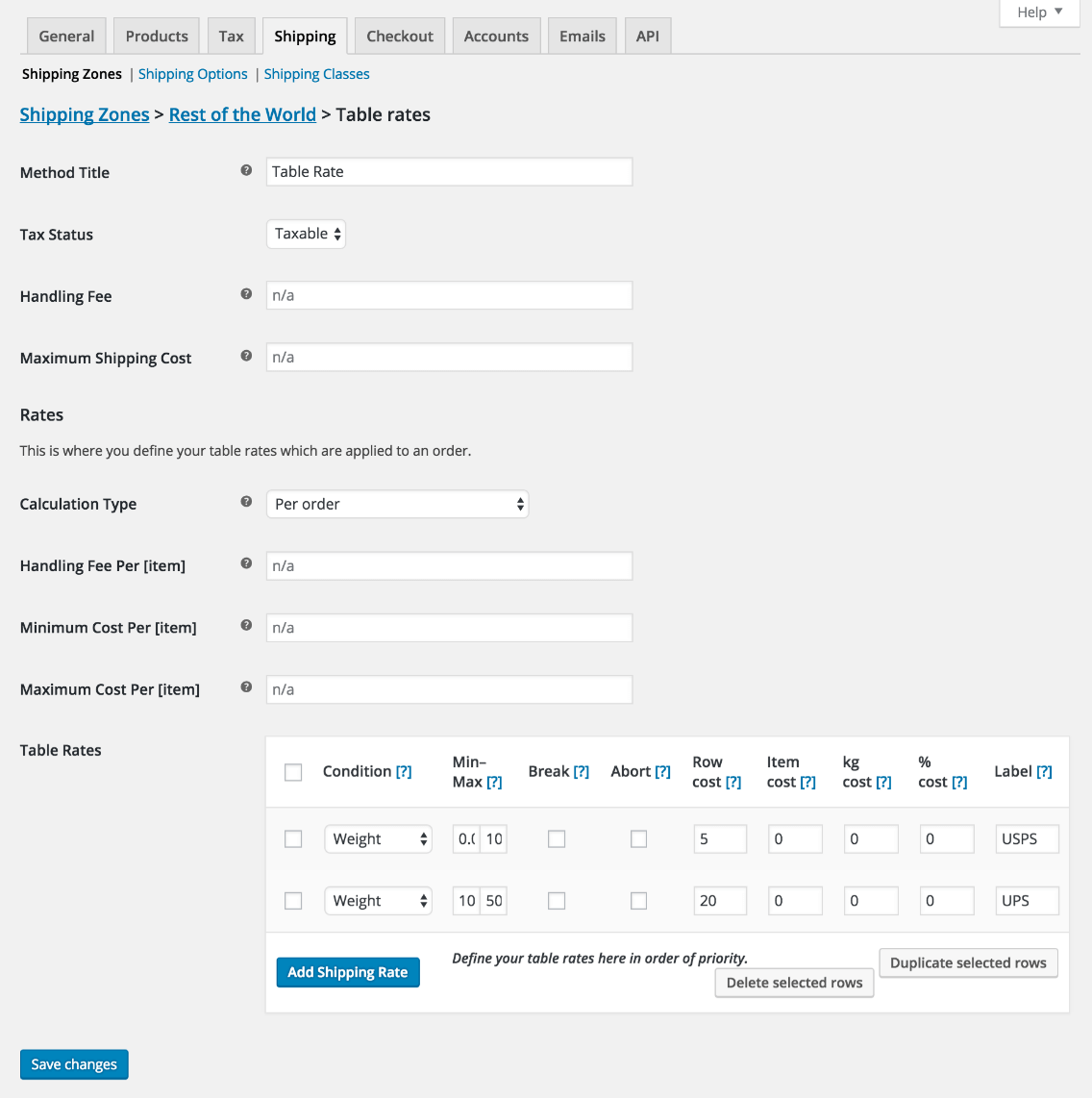 Configure Table Rate Shipping for WooCommerce