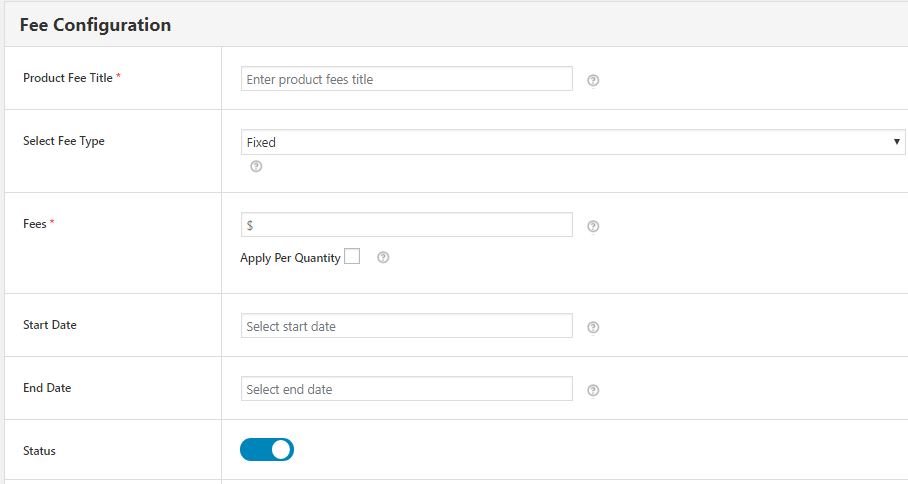 Fee Configuration Form in WooCommerce Conditional Product Fees for Checkout Plugin