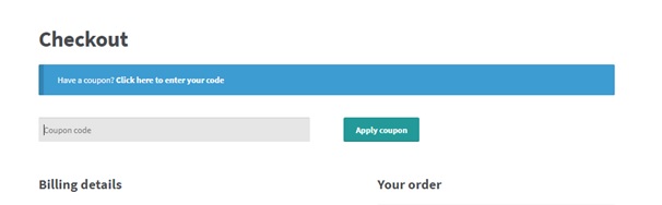 10 Key Components of a Better Checkout Experience in WooCommerce 4 Checkout Page with a field for filling in Coupon Code Details
